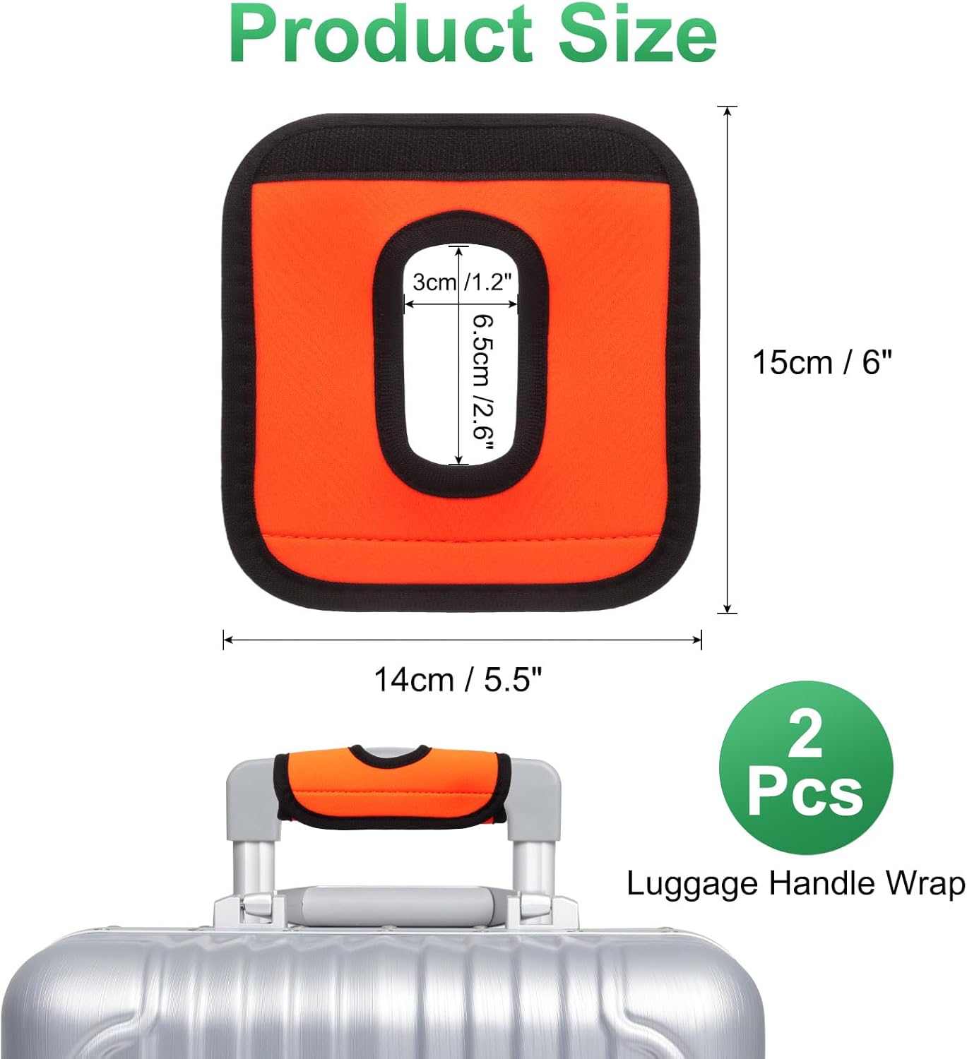 uxcell Luggage Handle Wrap, 2 Pcs Hollow Neoprene Handbag Grip Cover Protector Luggage Identifiers Suitcase Handle Wraps for Luggage Suitcase Travel Bags, Orange