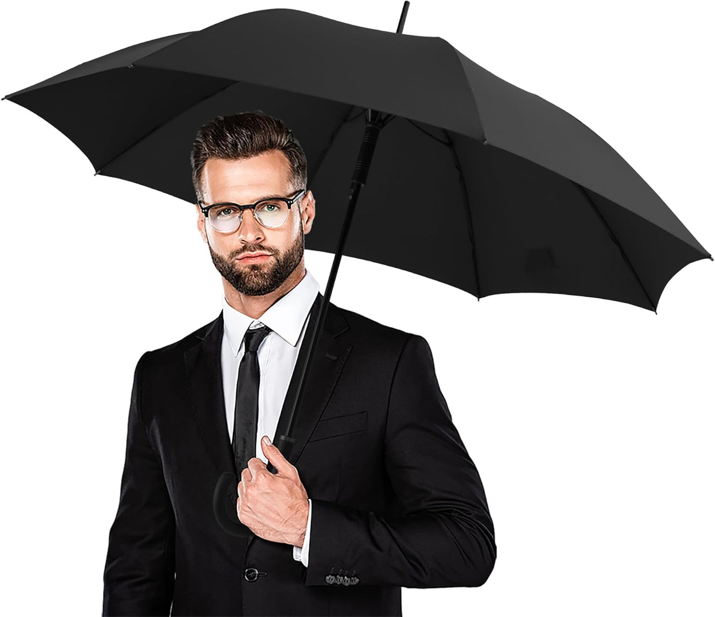 Large Stick Umbrella Windproof Automatic Open 50 Inch Umbrella with Hook Handle,Over Sized J Handle Umbrellas for Men and Women,Windproof Unbreakable Stick Rain Golf Umbrella.