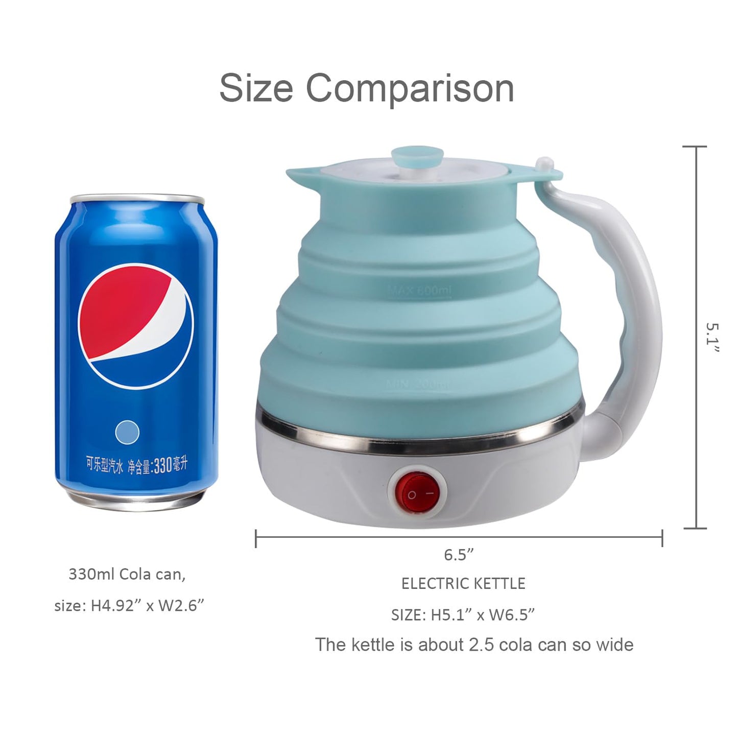 Travel Foldable Electric Kettle, Collapsible Electric Kettle Food Grade Silicone Small Pot Boiling