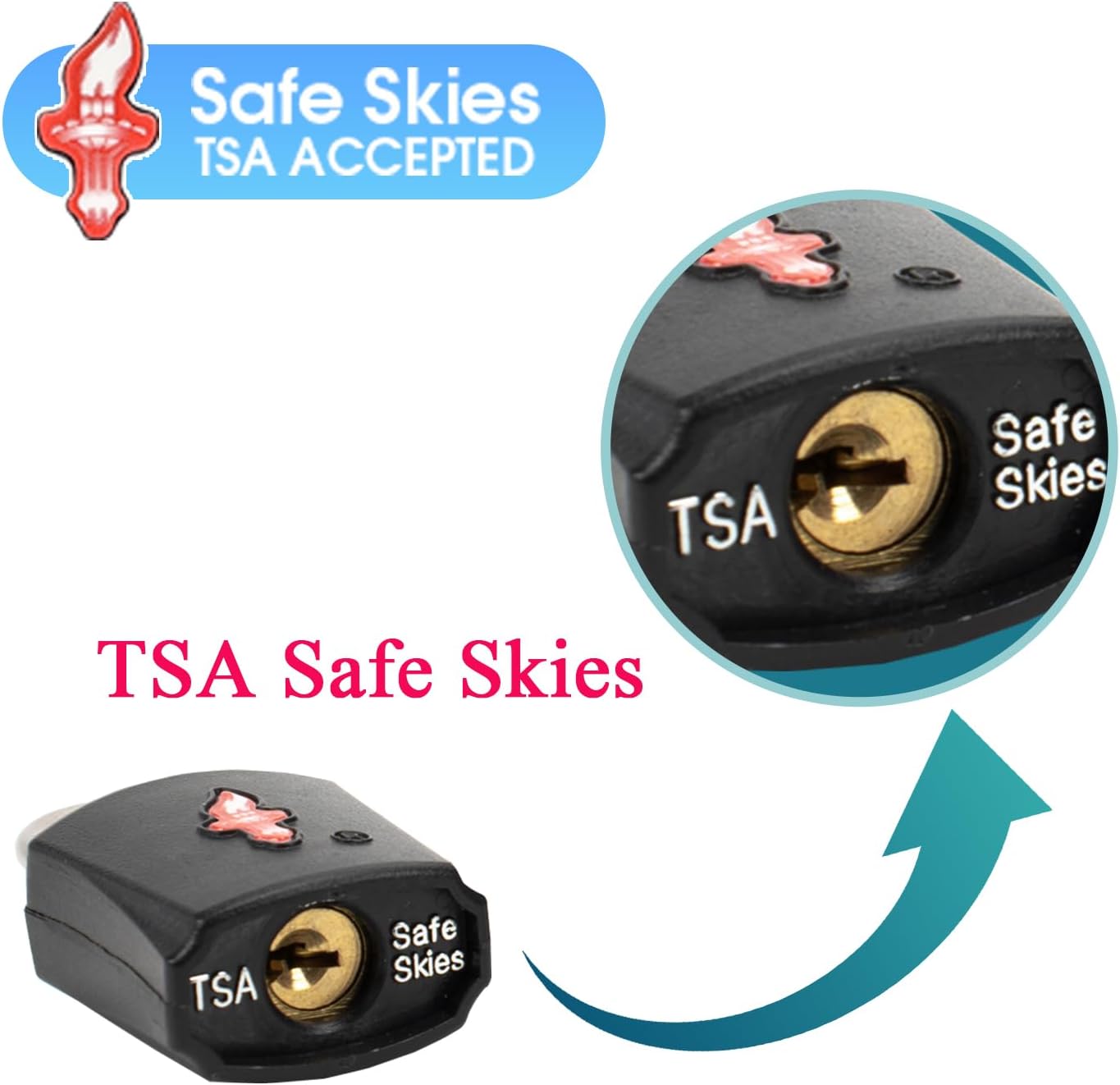 TSA Approved Locks (3-Pack) - Luggage Lock TSA Approved for Suitcases, Gym Lockers & School Backpacks | Ultra-Slim 1.5” ABS Travel Lock | Anti-Theft Secure