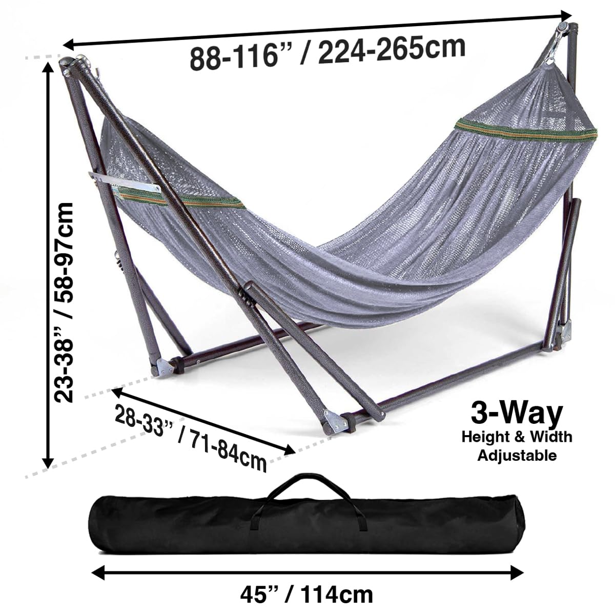 Best Home Fashion Portable Hammock with Collapsible Steel Stand, 450 lbs Capacity, No Tools