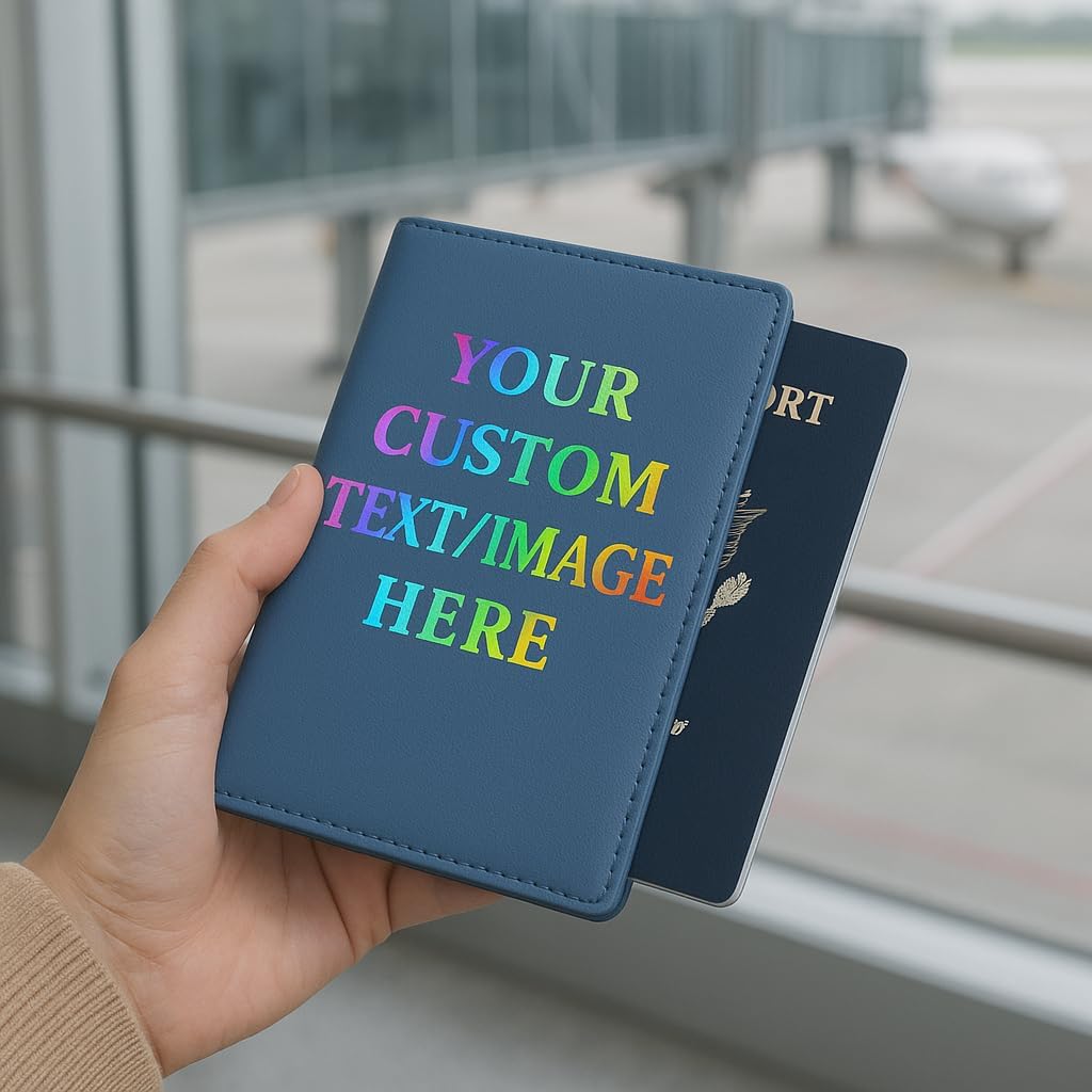 Personalized Passport Holder – Custom Name or Logo, PU Leather Travel Wallet for Men & Women, Fits