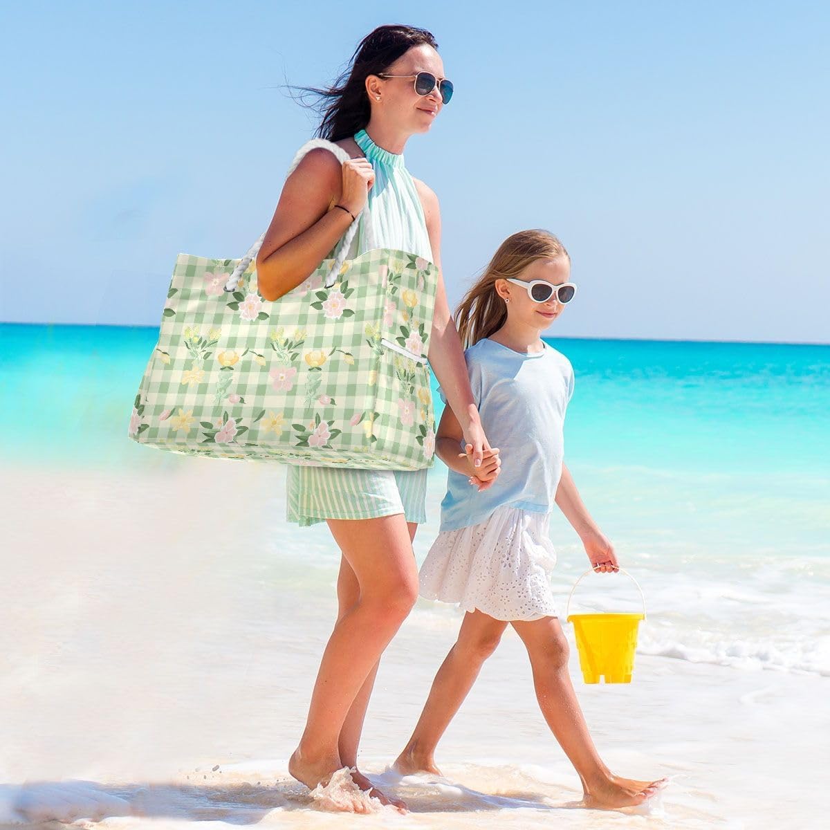 senya Large Beach Bags Totes Swim Canvas Tote Shoulder Bag Water Resistant Bags for Gym Travel Daily