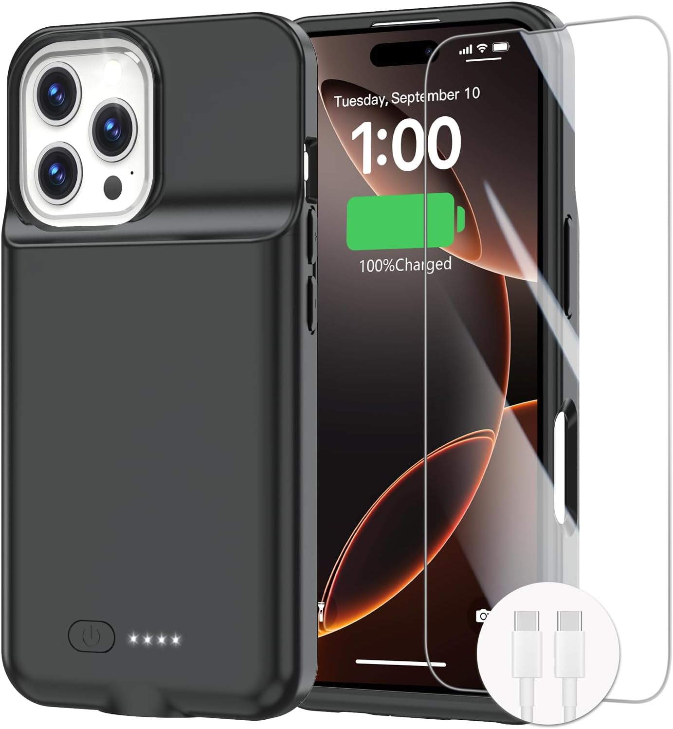 Battery Case for iPhone 16 Pro, 15W Fast Charging Case Charger 8500mAh Ultra-Slim Lightweight Powerful Battery Pack Rechargeable Anti-Fall TPU Juice Box for iPhone 16 Pro Charging Case(6.3") Black