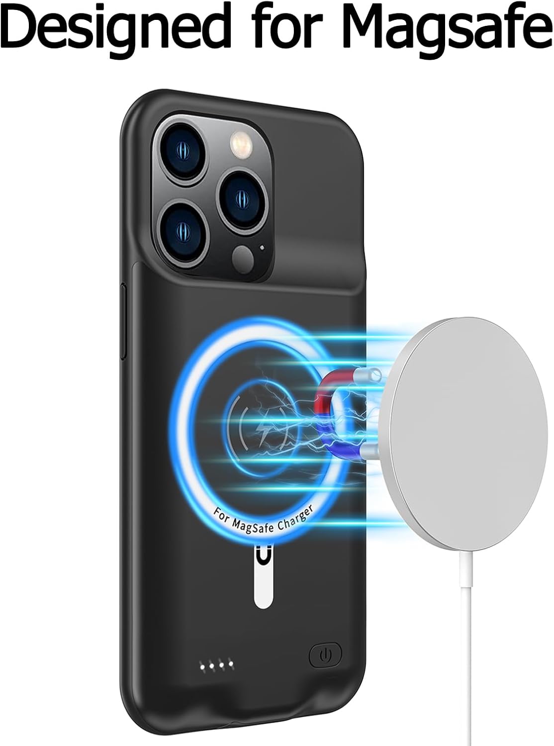 Battery Case for iPhone 15 Pro, 10000mAh Portable Protective Charging Case with Wireless Charging Compatible with iPhone 15 Pro (6.1 inch) Extended Battery Pack Charger Case with Carplay (Black)