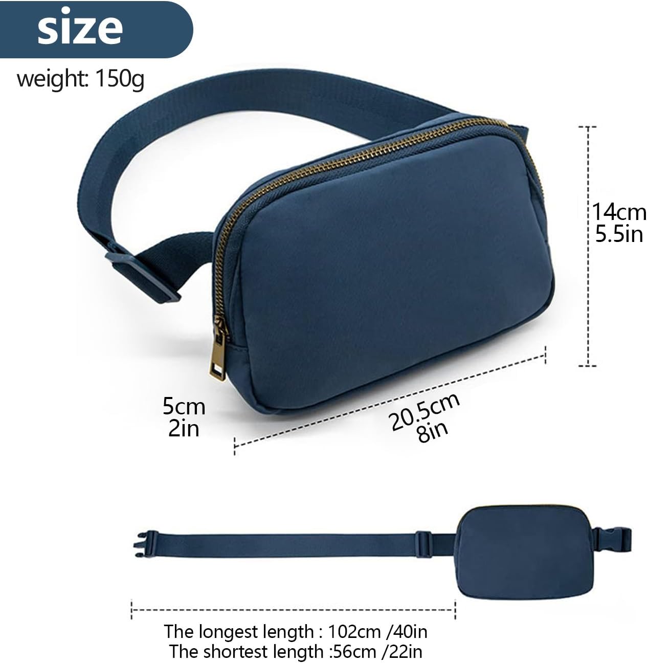 Belt Bag for Women, Cross Body Fanny Pack Fashion Waist Packs Everywhere Belt Bag with Adjustable Strap Gifts Birthday Gifts for 4 5 6 7 8 9 10 11 12 13 Year Old Girls (Dark blue)