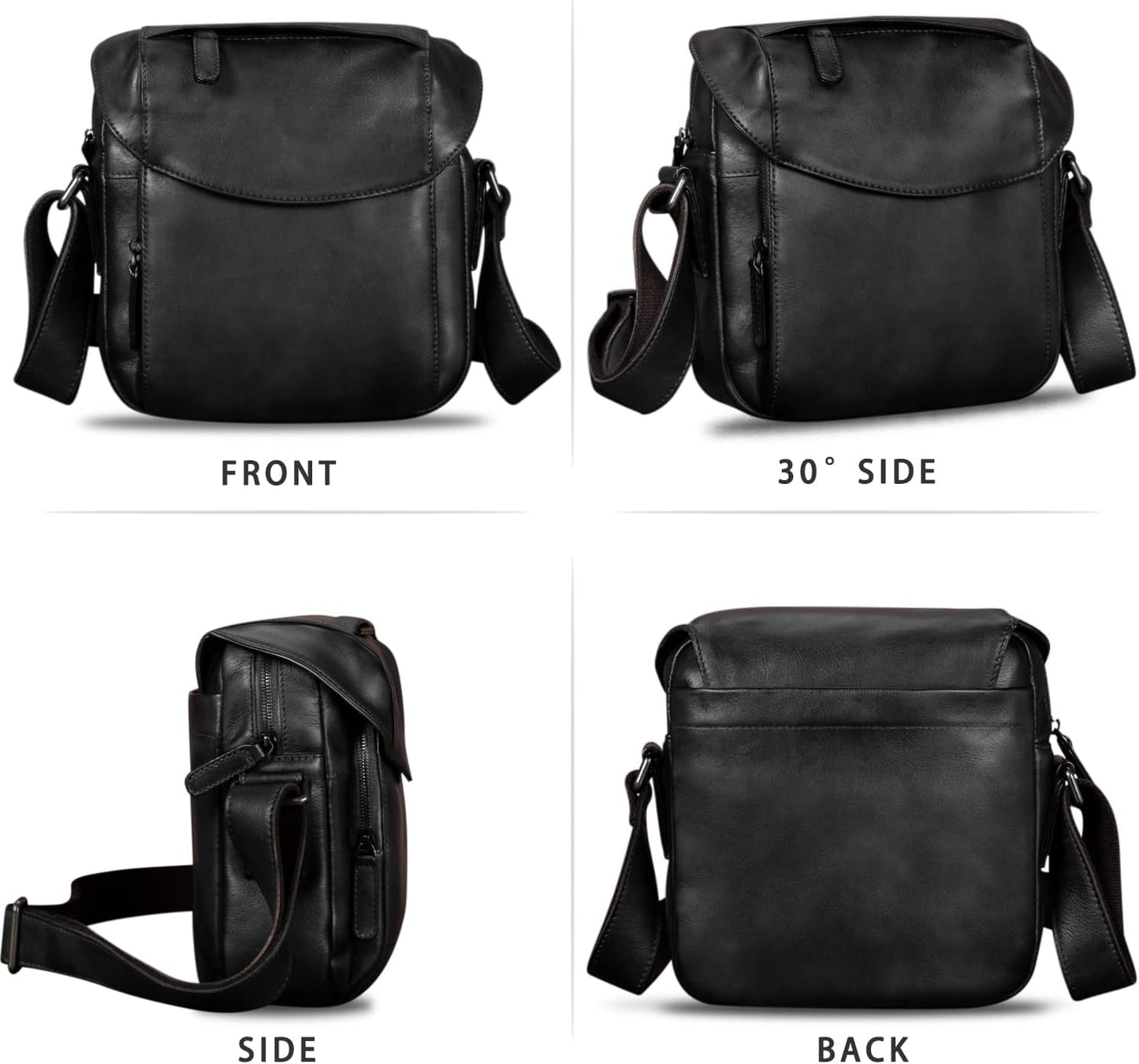 IVTG Genuine Leather Messenger Bag for Men Crossbody Shoulder Bag Satchel Casual Sling Daypack Work Business Daily Purse