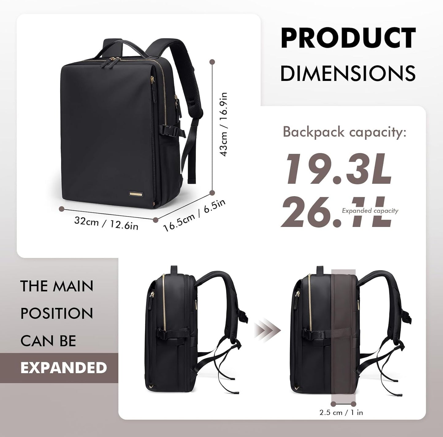 Stylish Laptop Backpack for Women Airline Approved Perfect for Work College and Travel Multi-Functional Casual Daypack Fits 17.3 Inch Notebook (Black)