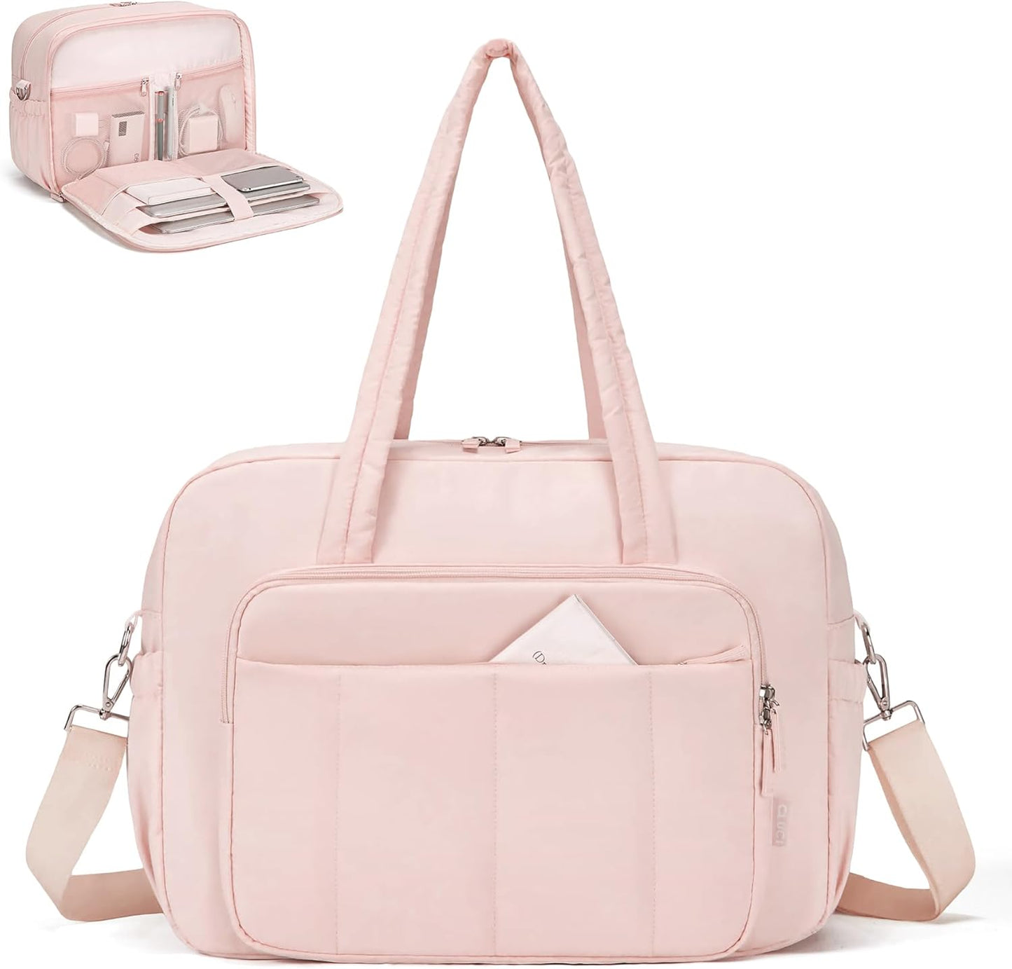 CLUCI Weekender Travel Bag for Women Puffer Tote Bag Carry On Duffle Overnight Bags with Shoe Compartment