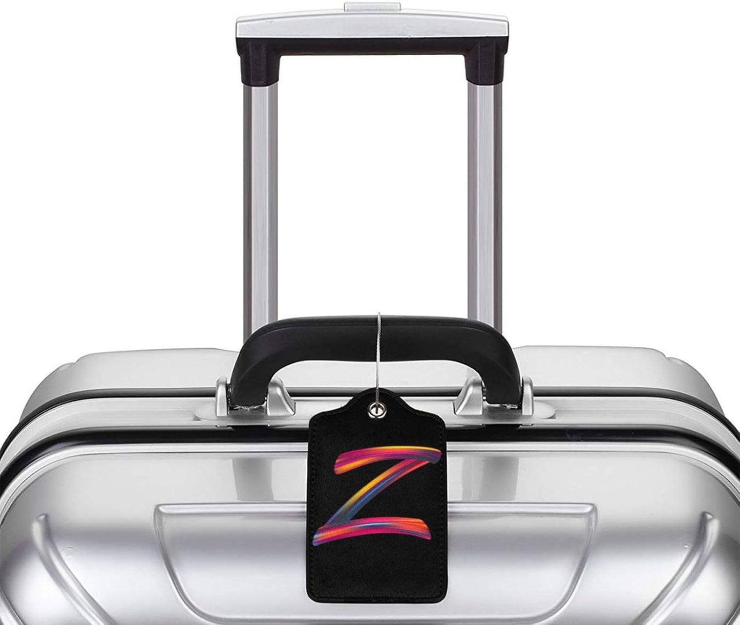 2 Pack Initial Luggage Tags for Suitcase, Colorful Letter Design Cruise Name Bag Tags, Novelty Baggage Identifiers with Full Privacy Cover, Leather ID Label for Women Men Kids Travel, Rainbow Letter Z