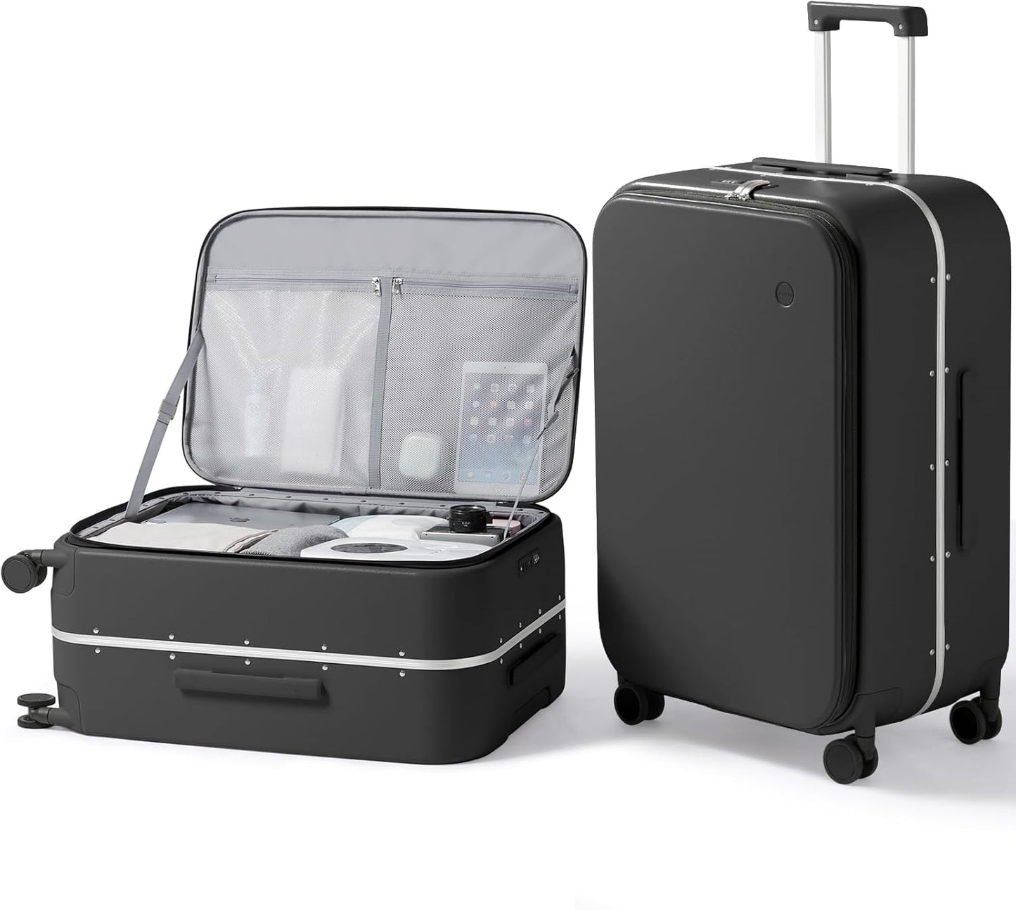 mixi 26 Inch Large Checked Luggage PC Hard Shell Suitcase Top Opening Aluminum Frame Travel