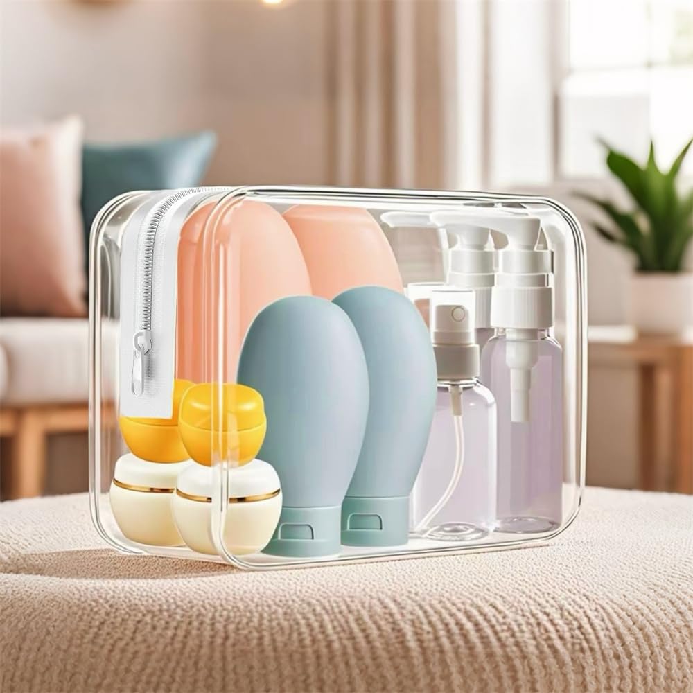 NAICHA 21 PCS Refillable Toiletry Bottles with Toiletry Bag for Travel Containers Empty Squeeze