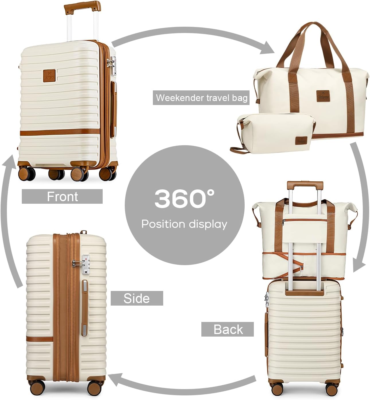 Joyway Luggage Set 7 Piece Suitcase Sets with Spinner Wheel,Hardside Expandable Travel Laggage with TSA Lock (18/20/24/28 White