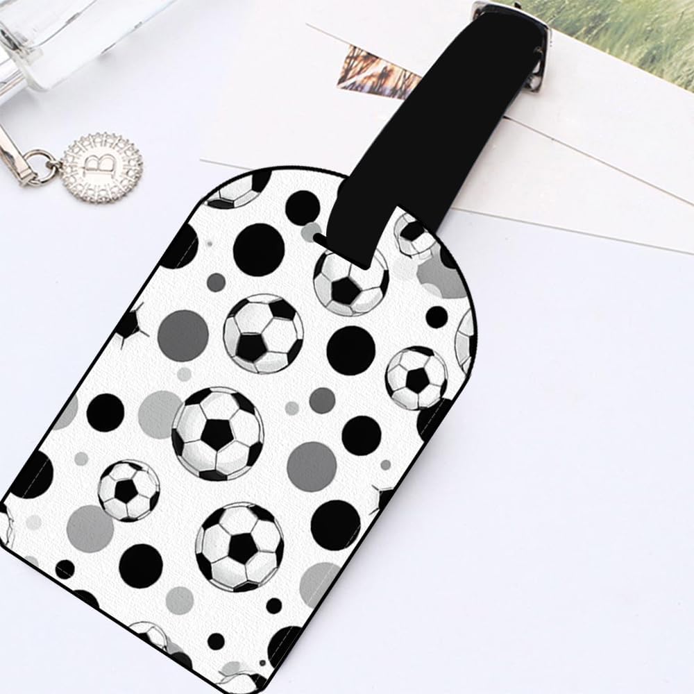 Luggage Suitcase Carry-on ID Tag-Soccer Football-Ball Travel ID Label Leather Baggage Airplane Label - 1 pack