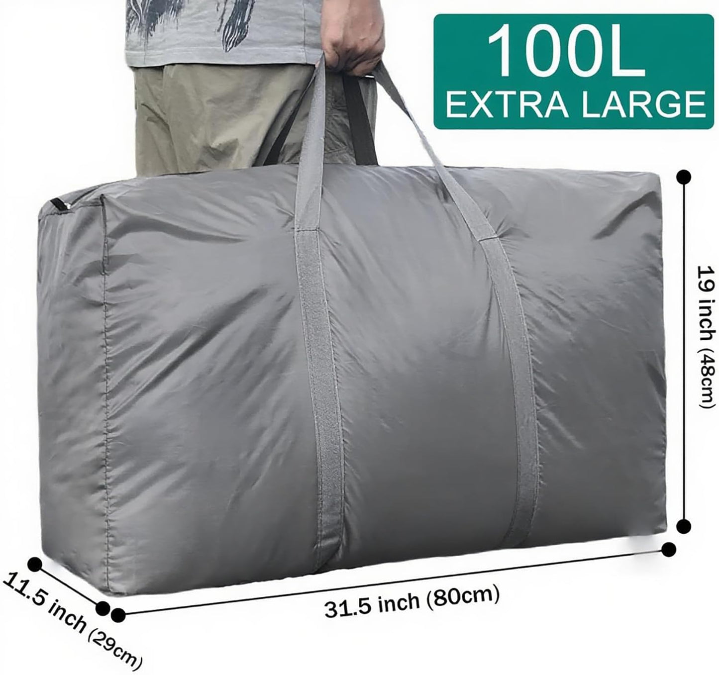 100L Extra Large Storage Bags, Big Moving Bags with Strong Zippers & Carrying Handles, Packing Bags
