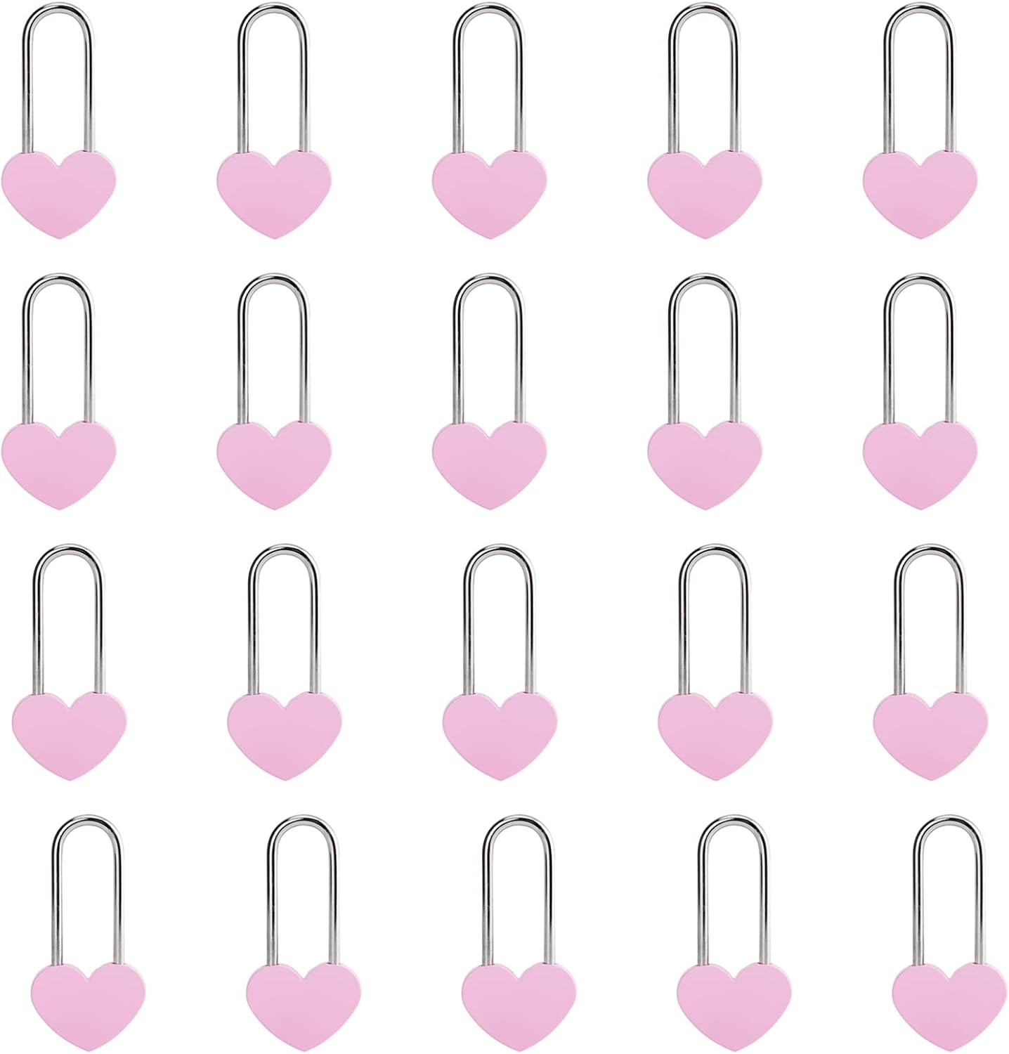 20PCS 3.5" Love Lock Heart Padlock,Pink Single Heart Wish Lock for Lovers Wedding, Valentines, Anniversary, Travel (NO Key)