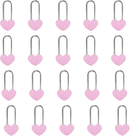 20PCS 3.5" Love Lock Heart Padlock,Pink Single Heart Wish Lock for Lovers Wedding, Valentines, Anniversary, Travel (NO Key)