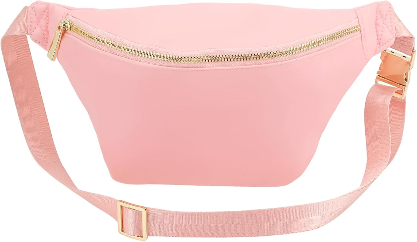 Fanny Pack Women Waist Pack Bag Pink Belt Pack Travel Crossbody Bag for Women Nylon (Pink)