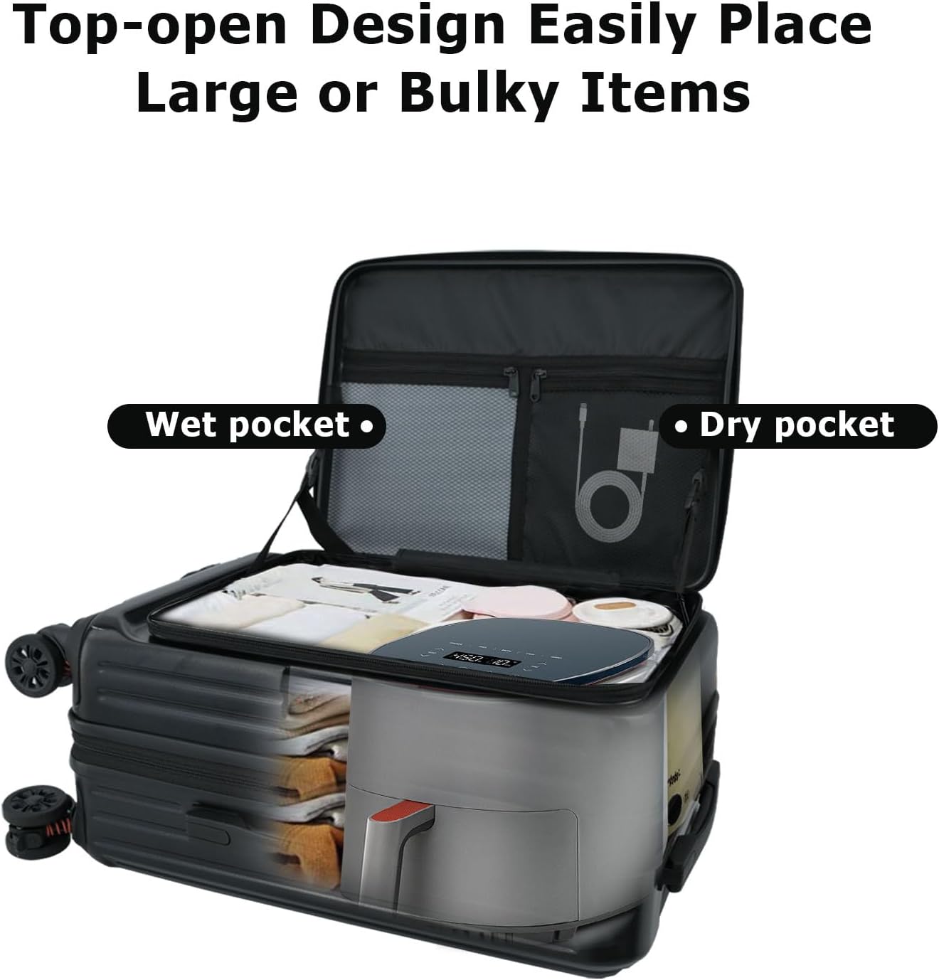 Carry on Luggage 22x14x9 Airline Approved, Carry on Suitcases with Wheels, Hard Shell Top-open Design Luggage with Spinner wheels, Expandable Suitcase with YKK zipper, Lightweight and Durable.