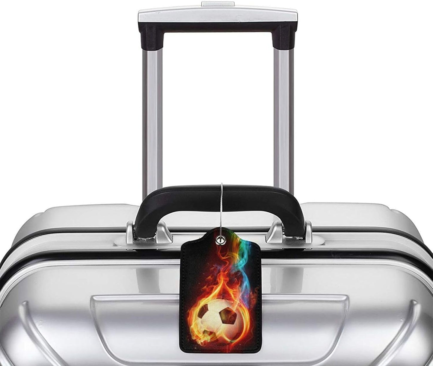 2 Pack Luggage Tags for Suitcase, Privacy Cover ID Label with Stainless Steel and Address Card for Travel Bag Backpack Cruise Ship Essentials Tag Men Boys - Cool Soccer