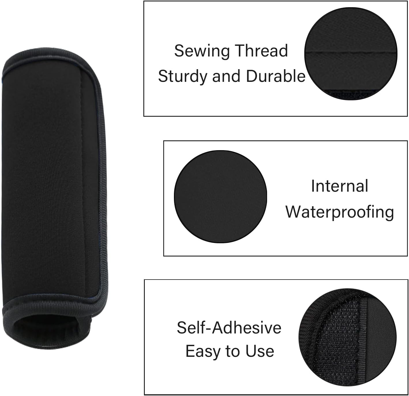 2 Pack Luggage Handle Wraps for Luggage Suitcase Travel Bags (Black)