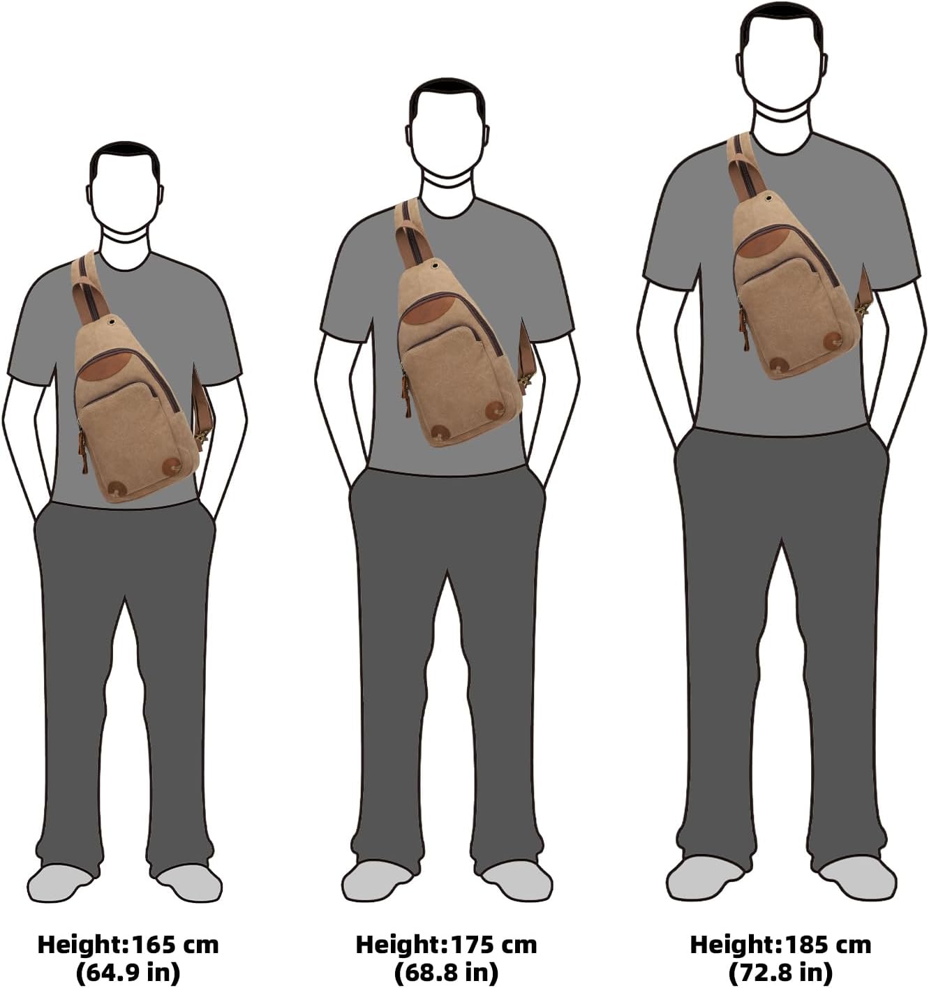 KL928 Canvas Sling Bag Crossbody Backpack Shoulder Casual Rucksack for Men Women,Brown