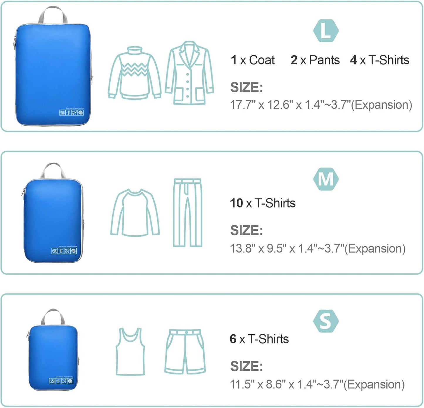 Cambond Compression Packing Cubes for Travel Women - Travel Bags Luggage Organizers Travel Essentials Compression Cubes for Travel Carry on Suitcases Organizer