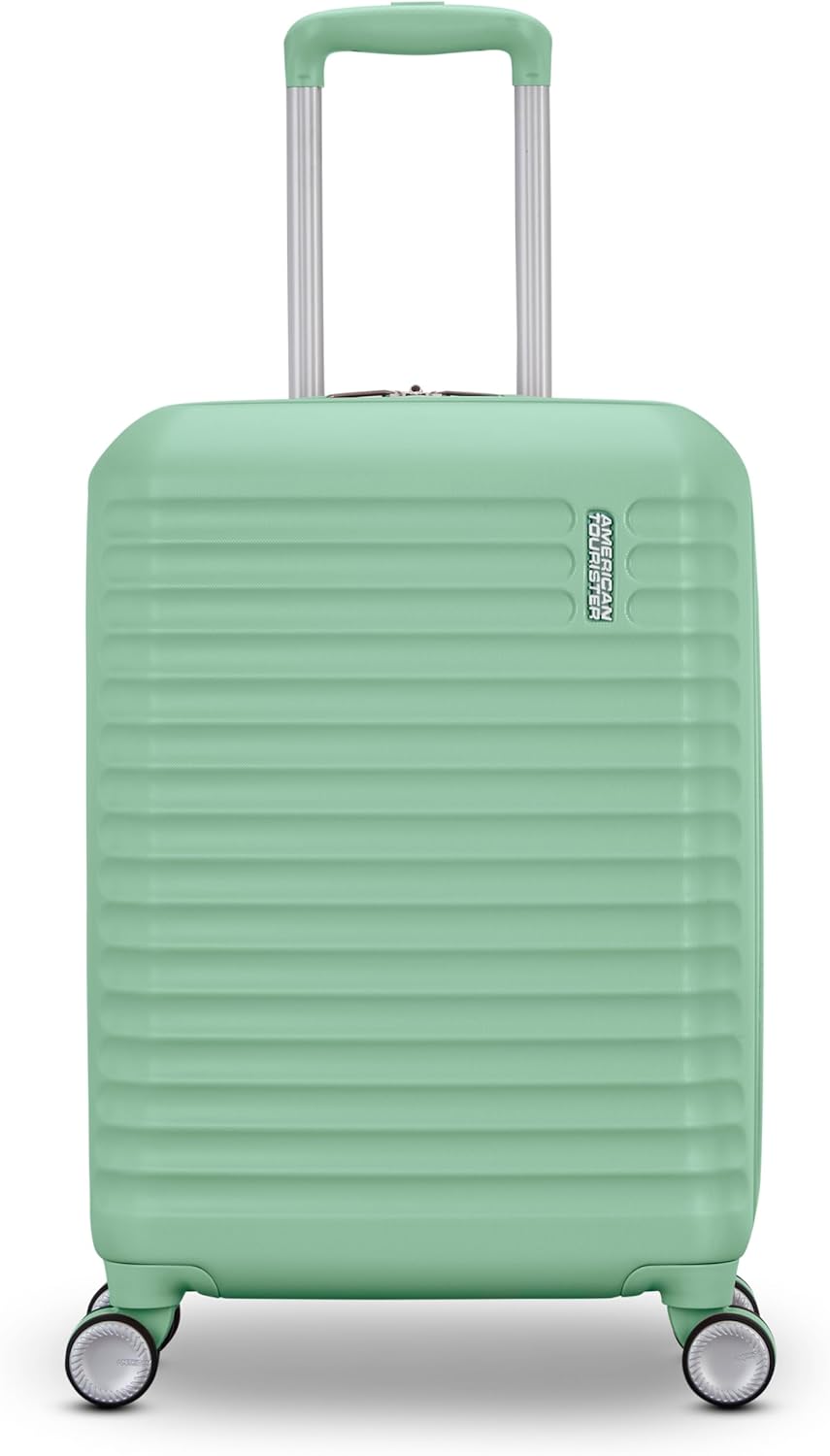 American Tourister Stratum 3.0 Carry-On Spinner, Airline Approved, Durable Hardside Luggage, Expands 1.5", RightHeight™ Adjustable Handle, Surreal Green