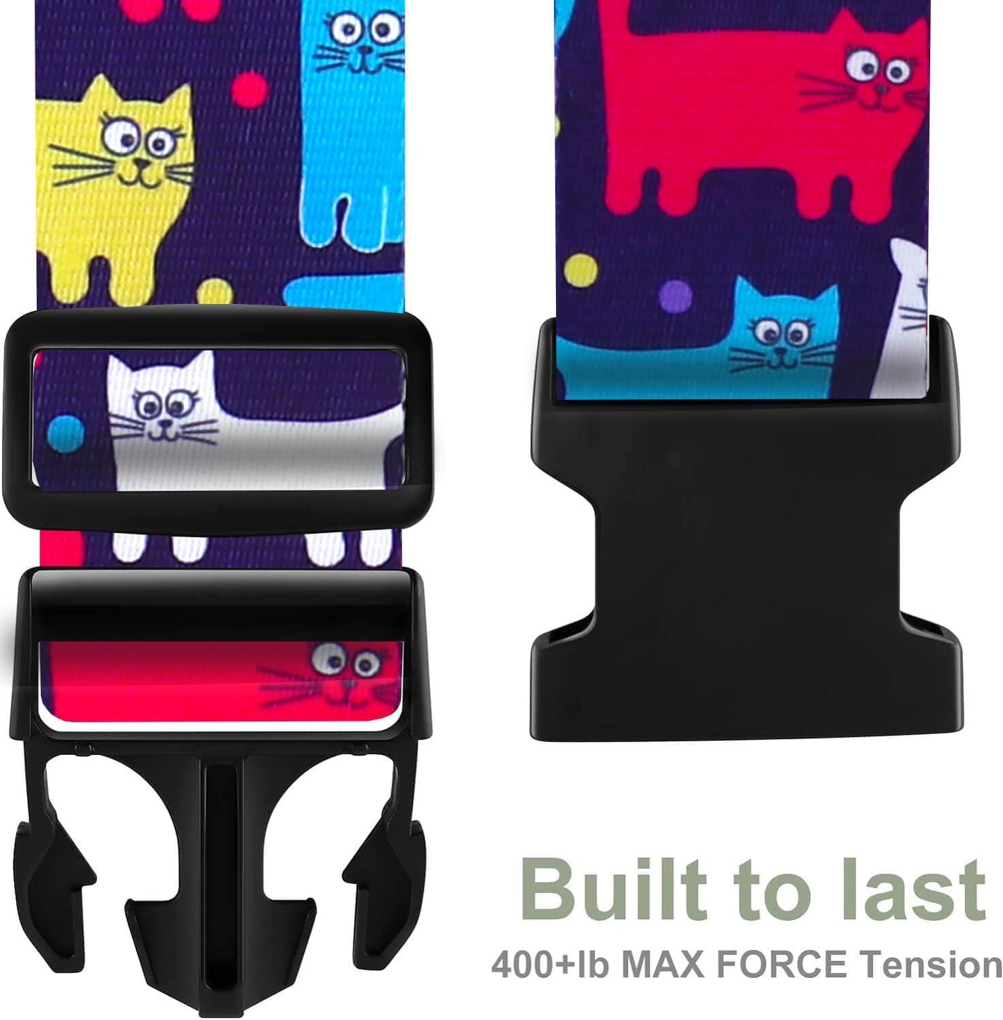 Luggage Straps for Suitcases TSA Approved Easy Pack Organized Suitcase Strap, Luggage Strap, Luggage Belt Strap, Bag Straps for Luggage. Buckle Straps Travel Accessories (Cat)