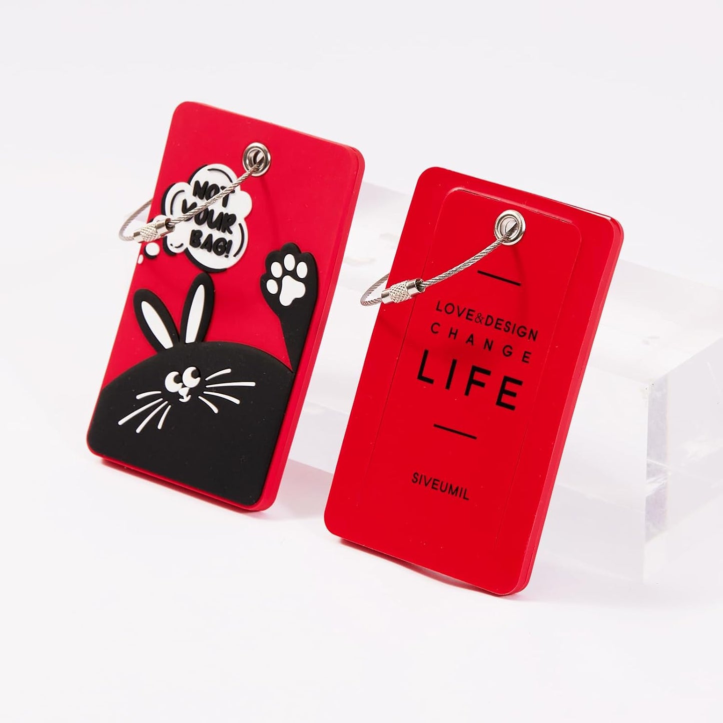 1pcs 2303 Bright Silicone Luggage tag (Red)