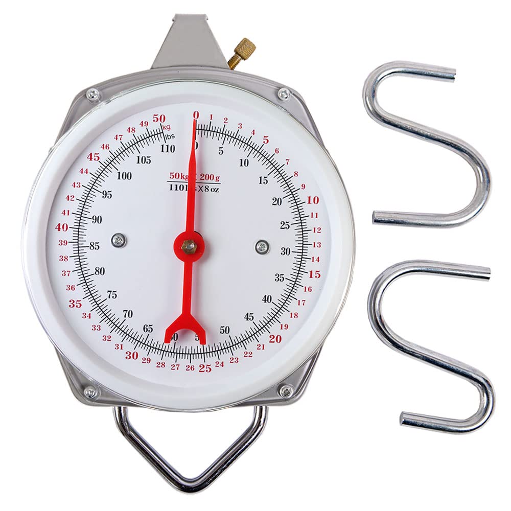 Spring Hanging Dial Scale,110lbs Industrial Hanging Scale,Spring Mechanical Hanging Scale for Kitchen Fishing,Mechanical Luggage Scale