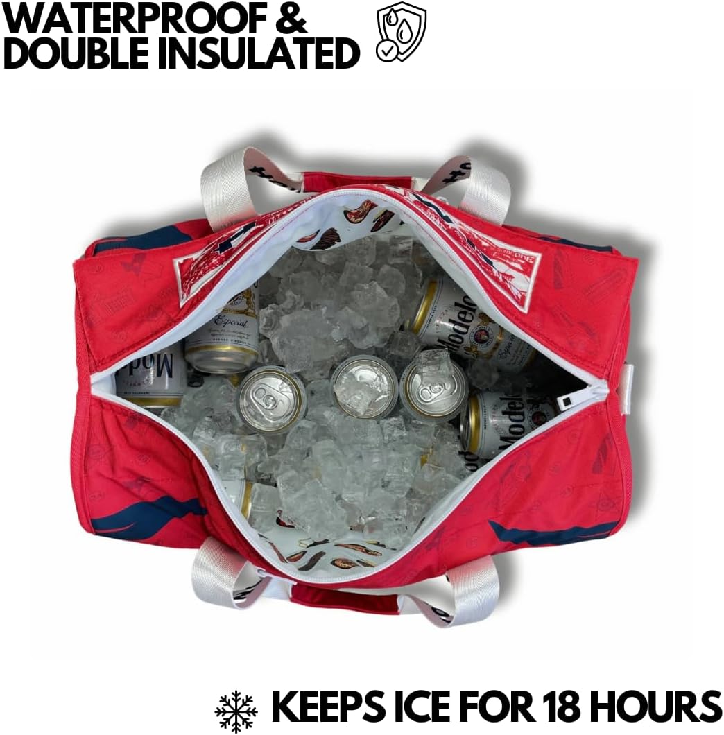 Varsity Cooler Houston Travel Party Duffel & Cooler – 30 Can Leakproof Insulated Tote Bag, Waterproof Soft compartment for Tailgating, Golf, Beach, Carry-On Luggage & Outdoor Sports