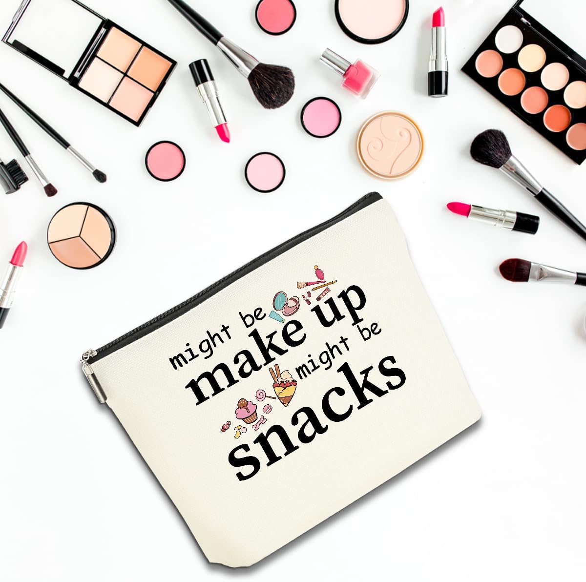 4 PCS Friend Gifts for Women Makeup Bag, Snack Bags, Funny Gifts Cosmetic Bags, Sister Birthday Christmas Graduation Friendship Gift for Daughter from Mom - might be makeup might be snacks