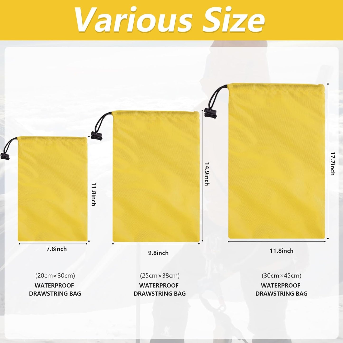 iMucci Upgrade Waterproof Drawstring Bag Sack Nylon Bag Ditty Bag for Gym Traveling, Hiking, Yoga, Shopping