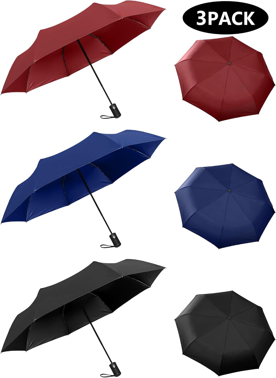RONIARE 2 Packs Travel Umbrellas for rain Windproof Compact Umbrella Folding Small Strong and Portable Automatic Open and Close - Men and Women