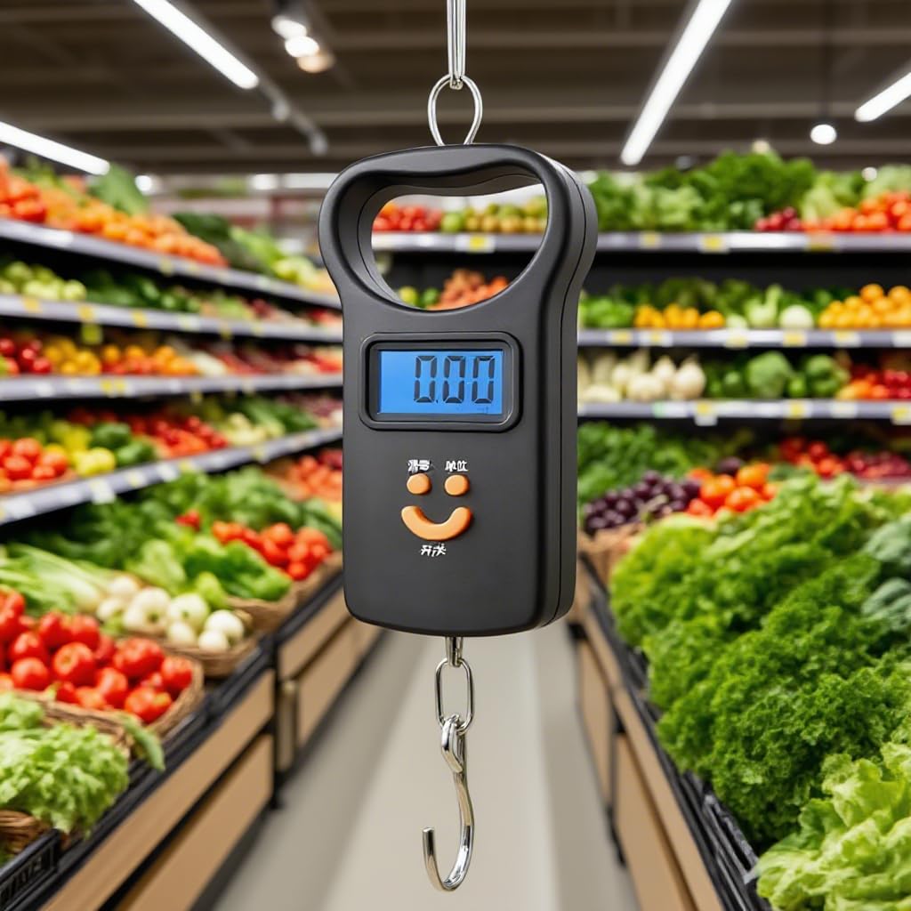 Portable Scale, Handheld Digital Scale, 50kg Weight Capacity, High Precision Sensor, 2.95x7.87 Inches, Compact Design, Ideal for Fishing, Baggage, Shipping, Cooking, Hunting, Suitcase Use