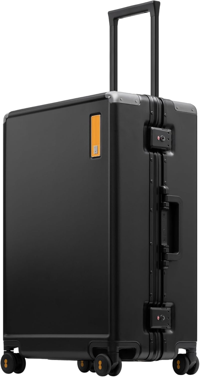 LEVEL8 Zipperless Checked Luggage with Aluminum Frame, Upgraded Medium Hardside Suitcase with