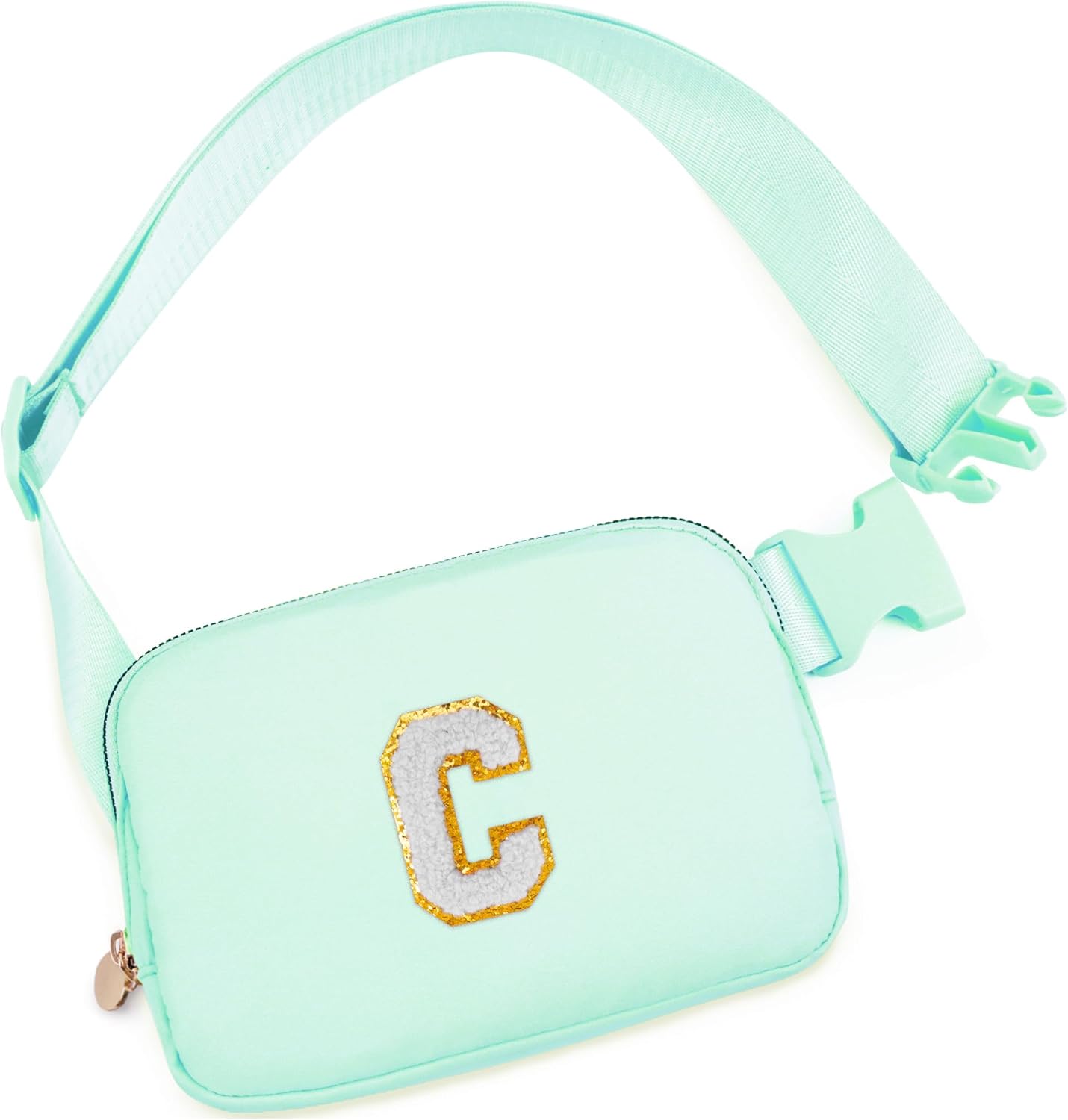 Belt Bag Fanny Pack Crossbody Bags with Initials Cute Stuff Birthday Gifts for Teenager Girls Trendy Stuff for Teens - White C,Light Green Bag