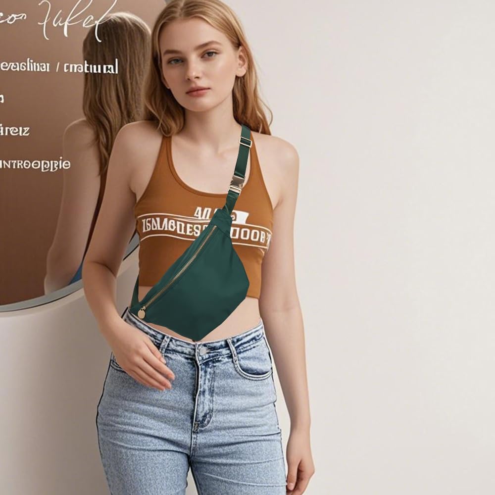 Fanny Packs for Women Cross Body Crossbody Sling Bags for Women Nylon Waist Belt (Blackish Green)
