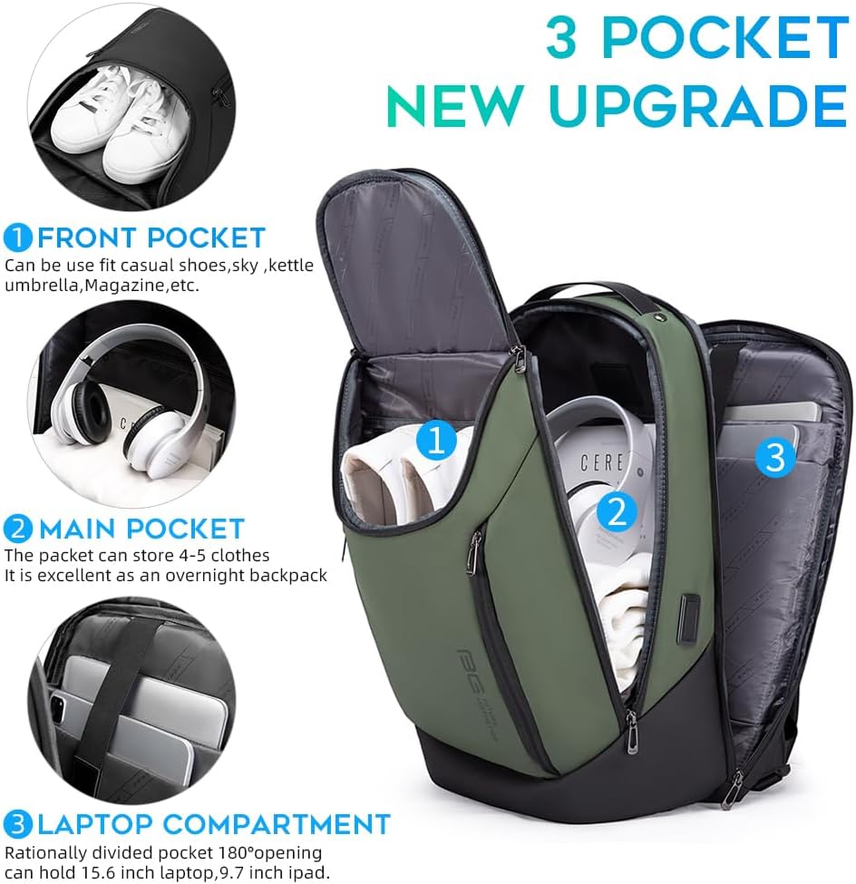 BANGE Business Smart Backpack Waterproof fit 15.6 Inch Laptop Backpack with USB Charging