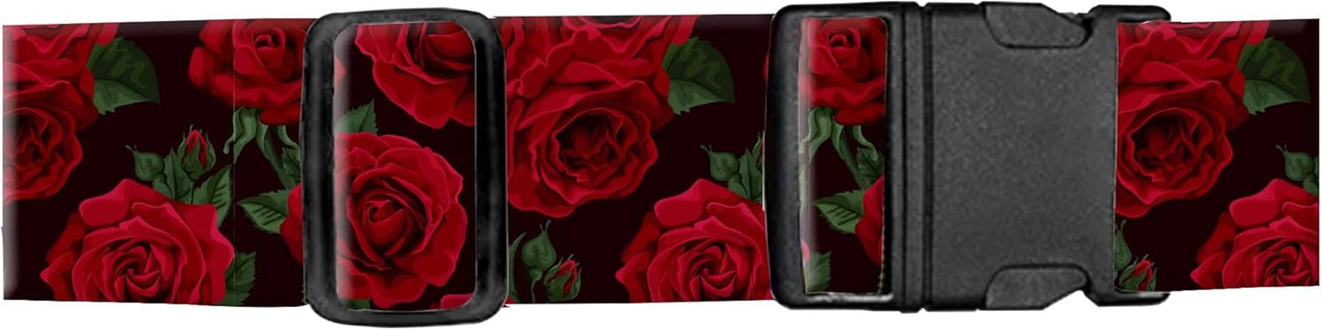Luggage Straps for Suitcases, Adjustable Travel Belt, Durable Wide Luggage Strap, Cute Suitcase Strap Identifiers with Buckle, Bag Straps for Luggage, Luxury Roses