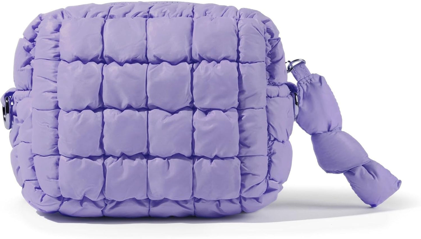Yarnic Quilted Makeup Bag Puffy Cosmetic Bag, Quilt Travel Toiletry Bag for Women, Cute Puffer