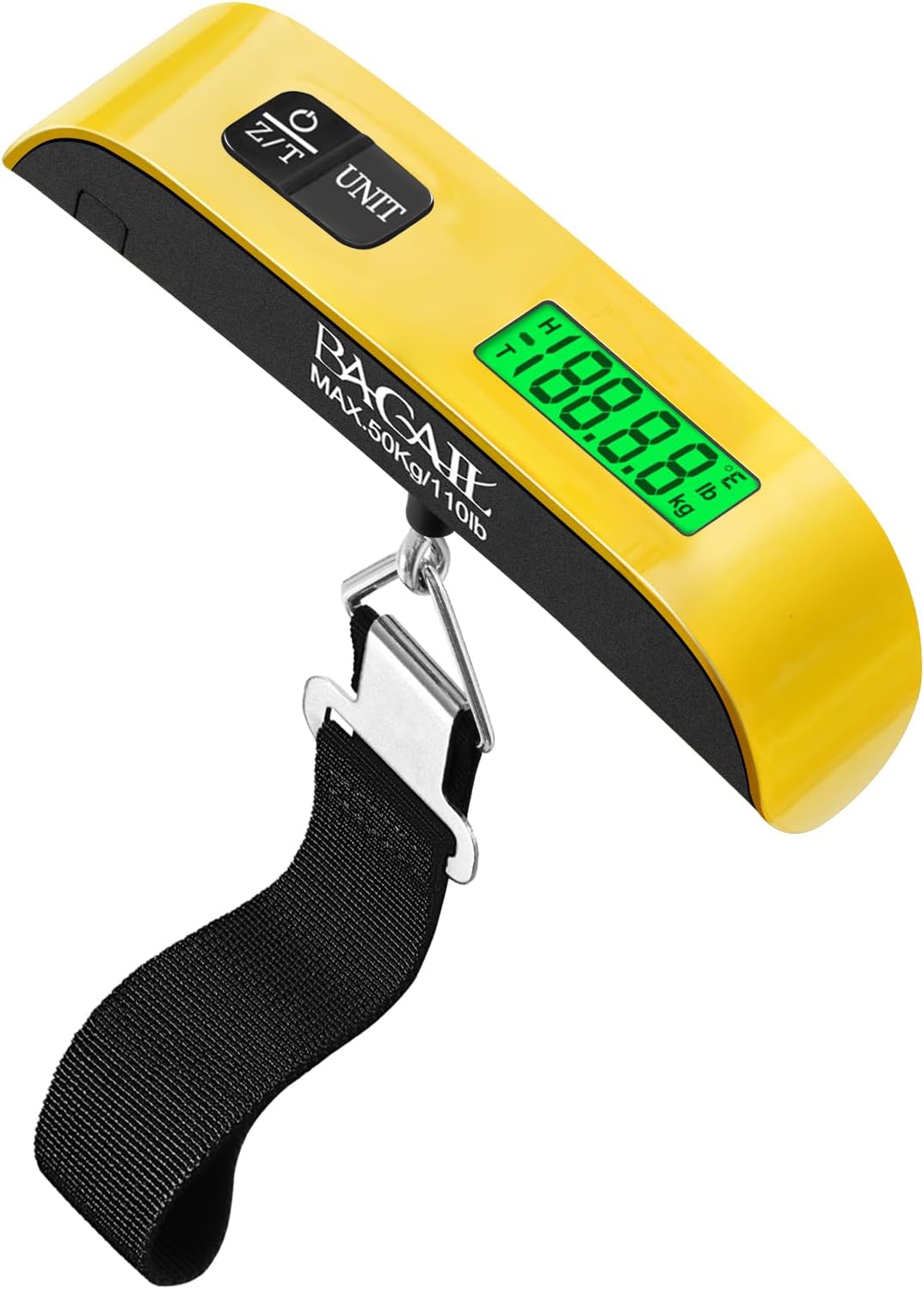BAGAIL Digital Luggage Scale, 110lbs Hanging Baggage Scale with Backlit LCD Display, Portable Suitcase Weighing Scale, Travel Luggage Weight Scale with Hook, Strong Straps for Travelers