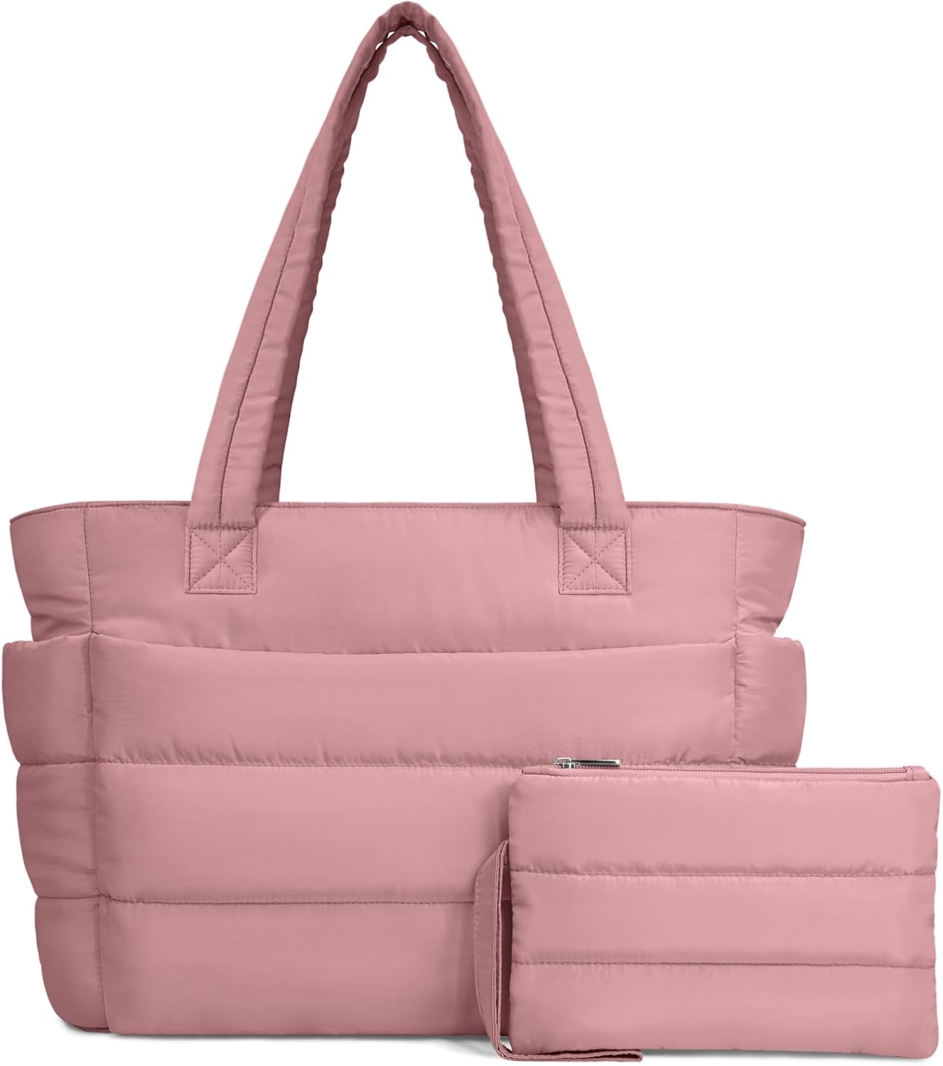 TOPDesign Puffer Tote Bag for Women, Lightweight Puffy Handbag with Compartments, Quilted Shoulder
