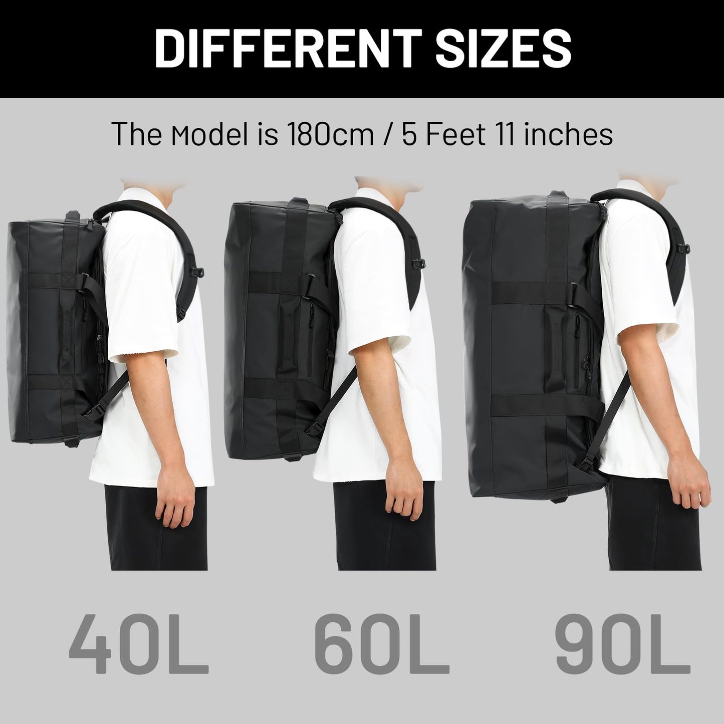MIER 40L/60L/90L Water Resistant Backpack Duffel, Heavy Duty Duffle Bags