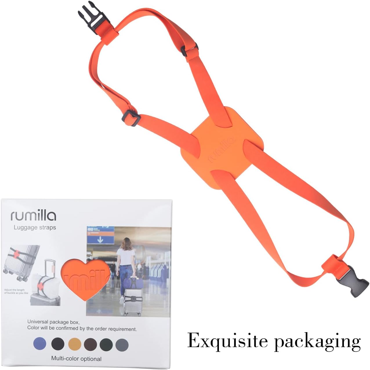 Luggage Straps Bag Bungee， Luggage Straps Suitcase Adjustable Belt，Add a Bag Easy to Travel Suitcase Elastic Strap Belt (Orange Luggage strap-1PCS)