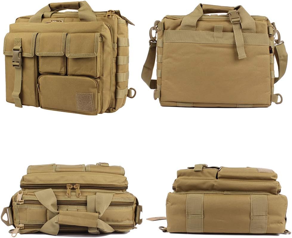GES Tactical Briefcase, 15.6" Men's Messenger Bag Military Briefcase for Men, Khaki