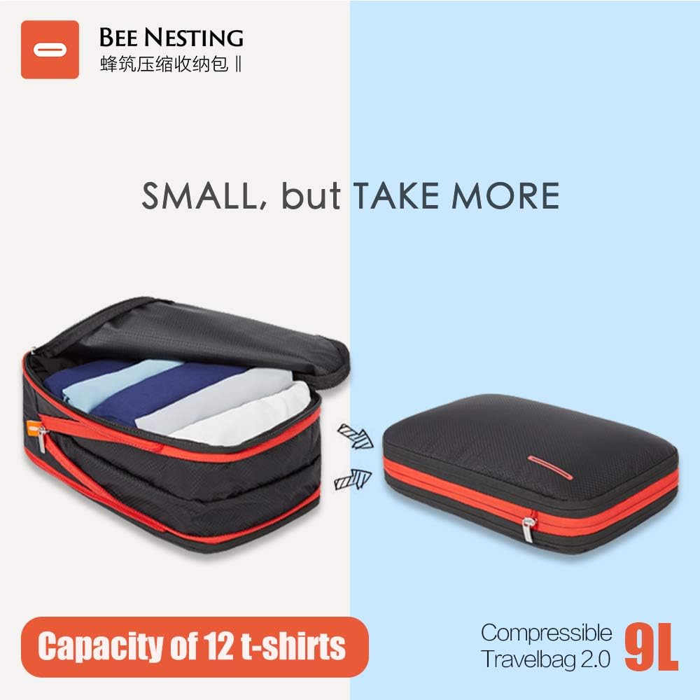 Bee Nesting Waterproof Compression Packing Cubes 5/6/8 sets, Large Travel Packing organizers for
