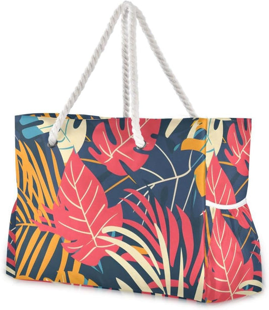 senya Large Beach Shoulder Bags Canvas Tote Water Resistant for Gym Travel Daily