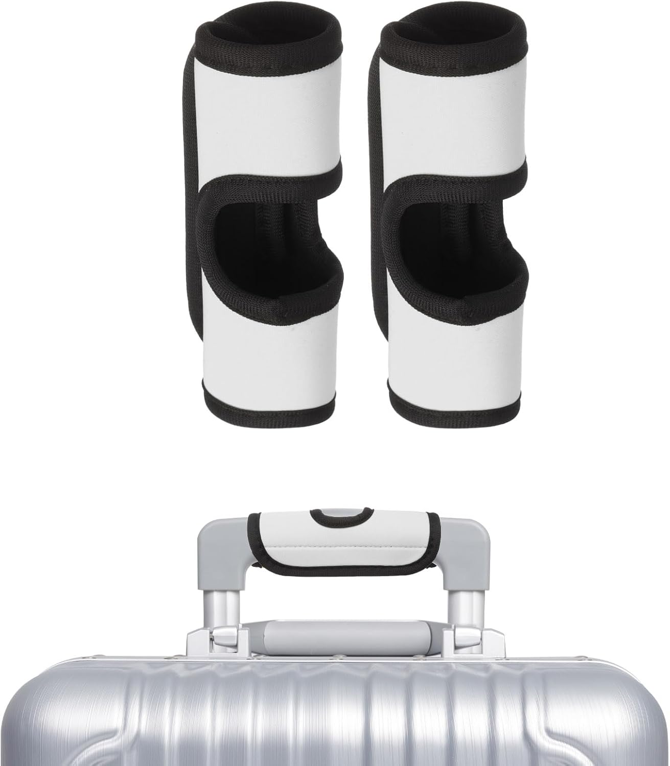 uxcell Luggage Handle Wrap, 2 Pcs Hollow Neoprene Handbag Grip Cover Protector Luggage Identifiers Suitcase Handle Wraps for Luggage Suitcase Travel Bags, White